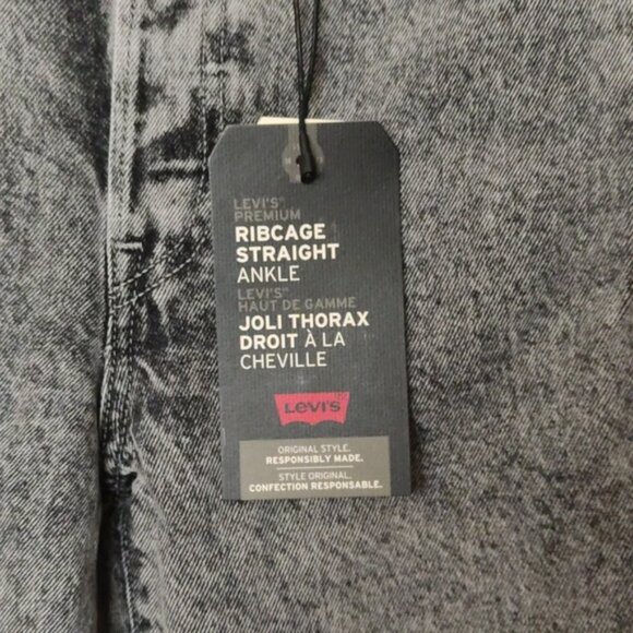 Levi's Ribcage High Rise Straight Leg Ankle Grey Wash Jeans - Picture 15 of 16